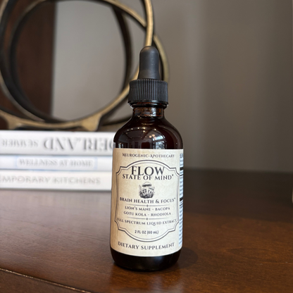Flow mushroom extract on table